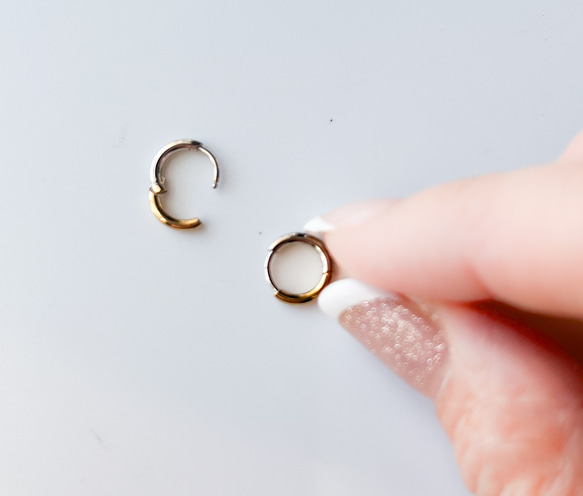 【ifumé】男女兼用！つけっぱなしOK！バイカラー極小ピアス サージカルステンレス 金属アレルギー対応 8枚目の画像