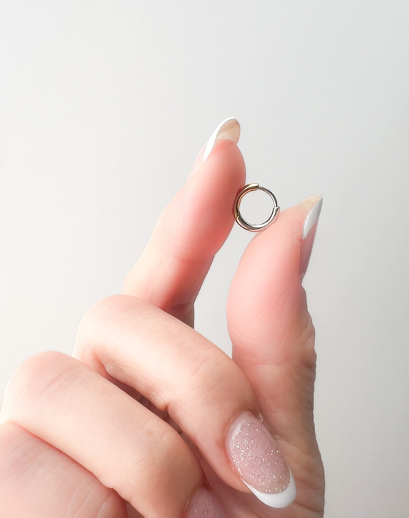 【ifumé】男女兼用！つけっぱなしOK！バイカラー極小ピアス サージカルステンレス 金属アレルギー対応 7枚目の画像
