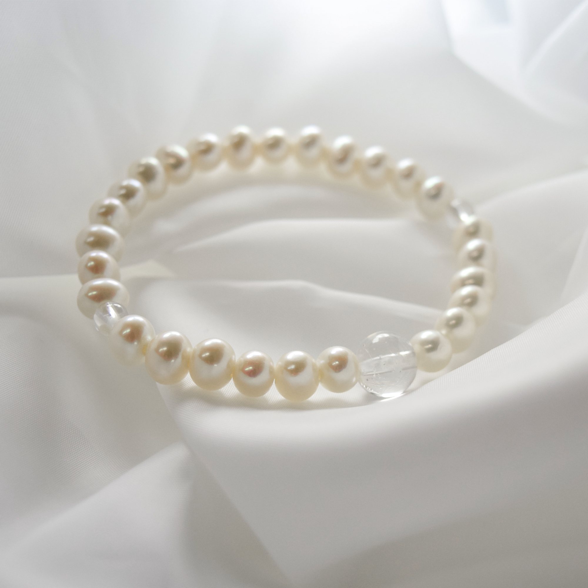 天然淡水パール  本水晶　ブレスレット　腕輪　ギフト　贈り物　京都　UDA51