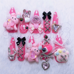 〔現品〕萌え萌え♡にゃんこメイド 量産型 平成女児 ネイルチップ 現品〕萌え萌え♡にゃんこメイド 量産型 平成女児 ネイルチップ