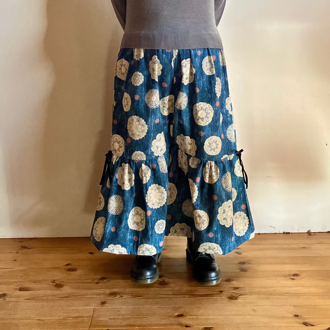 ぽっちゃりさん⭐️スカートみたいな⭐️リボンフレアワイドパンツ⭐️コットンパンツ⭐️身長の低い方⭐️L〜3Lの方まで穿い