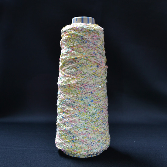 【デッドストック】LUSTRUSA スパンコール糸 ピンクxイエローxグリーンB イタリア製  LST-07 野島刺繍