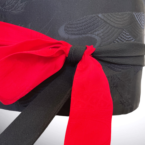 黒赤 サッシュベルト ウエスト 55〜75cm 高級帯 和楽器衣装 フォーマル