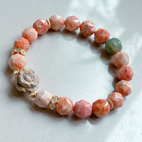 おまけ付き【フォッシルコーラル】フォッシルコーラルブレスレット