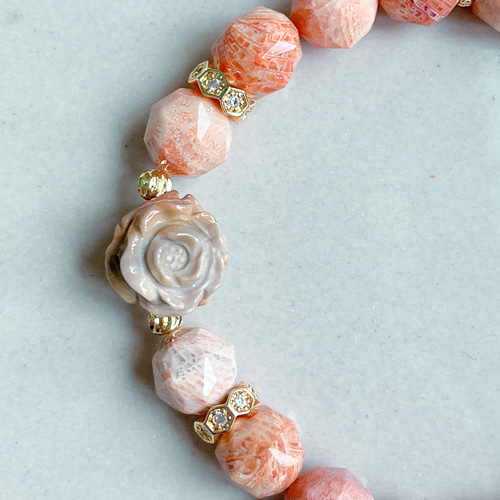 おまけ付き【フォッシルコーラル】フォッシルコーラルブレスレット