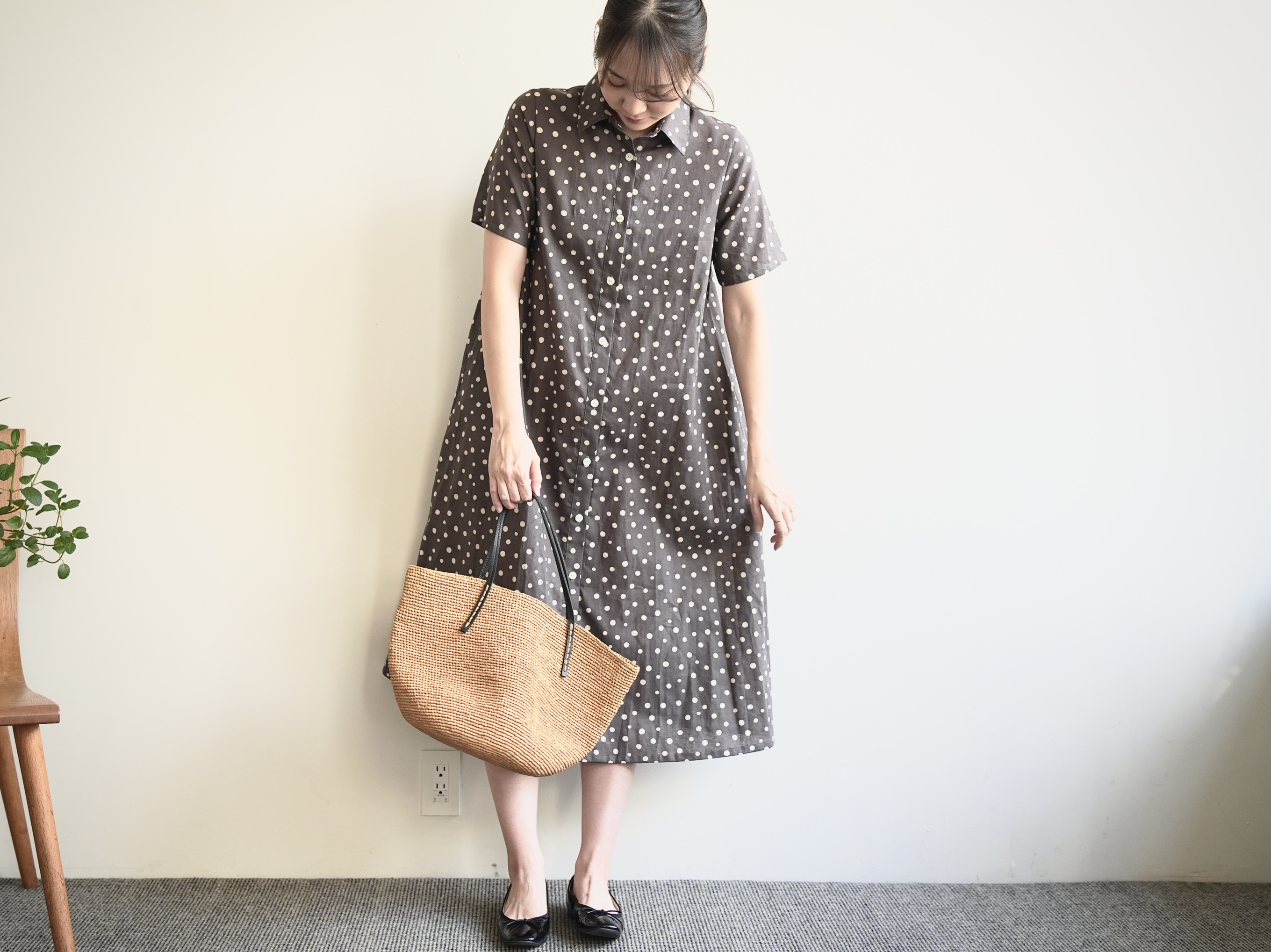 未使用タグ付き✨美品✨現行✨ レリアン✨ドット ワンピース シアー 前開き 未使用タグ付き✨美品✨現行✨ レリアン✨ドット ワンピース