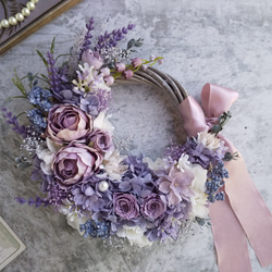 Bleu romantique＞＊紫陽花＊ハーフムーンリース＊三日月リース