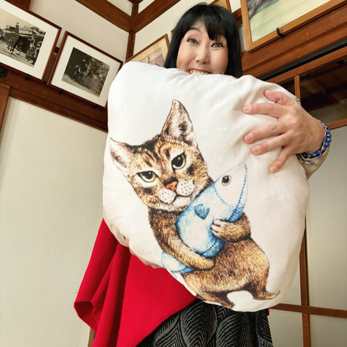 大判猫風呂敷 90cm四方 鬼ちりめん その他インテリア雑貨 Rasa