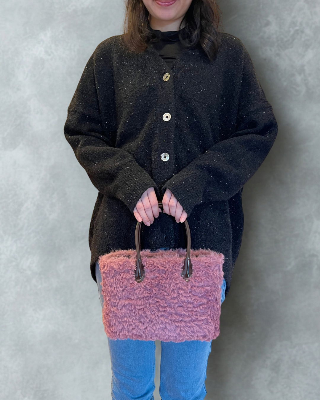 大人可愛いモーブピンクバッグ　Sサイズ