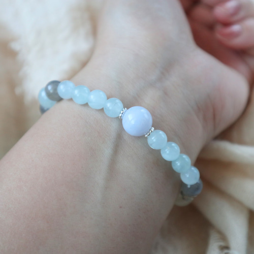No.10 天然石 ブレスレット アクアマリン ラブラドライト ブルーレース