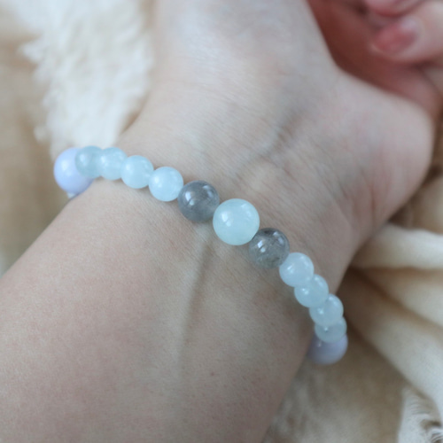 No.10 天然石 ブレスレット アクアマリン ラブラドライト ブルーレース