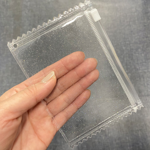 ラメ付き 透明 クリア ポーチ チャック付き マルチケース ビニール