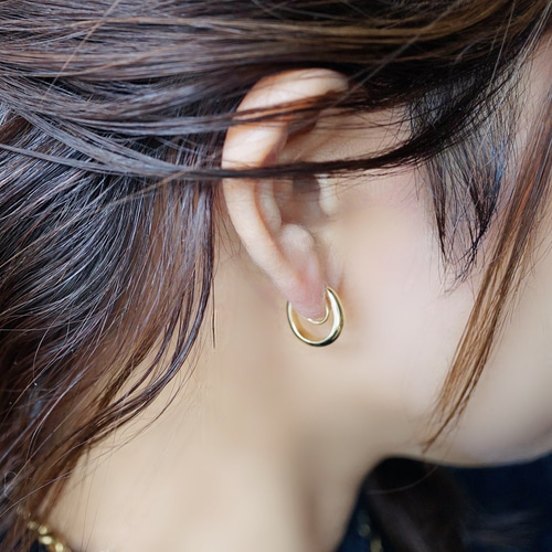 再販 ピアスに見えるイヤリング！ドロップフープイヤリング