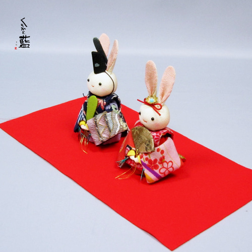 うさぎ雛 雛飾り 縮緬細工 桃の節句 ひな祭り 屏風付 s2257
