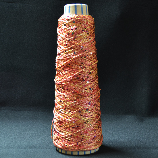 【デッドストック】LUSTRUSA スパンコール糸  ピンクxオレンジ  イタリア製  LST-11 野島刺繍 Nowa