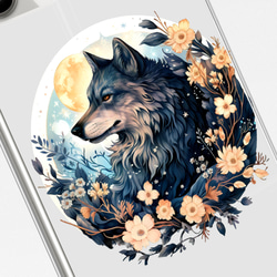 スマホケース iPhone Android 狼 ホワイトウルフ ブラックウルフ 白狼 黒狼 ユニセックス【満月と狼】 6枚目の画像