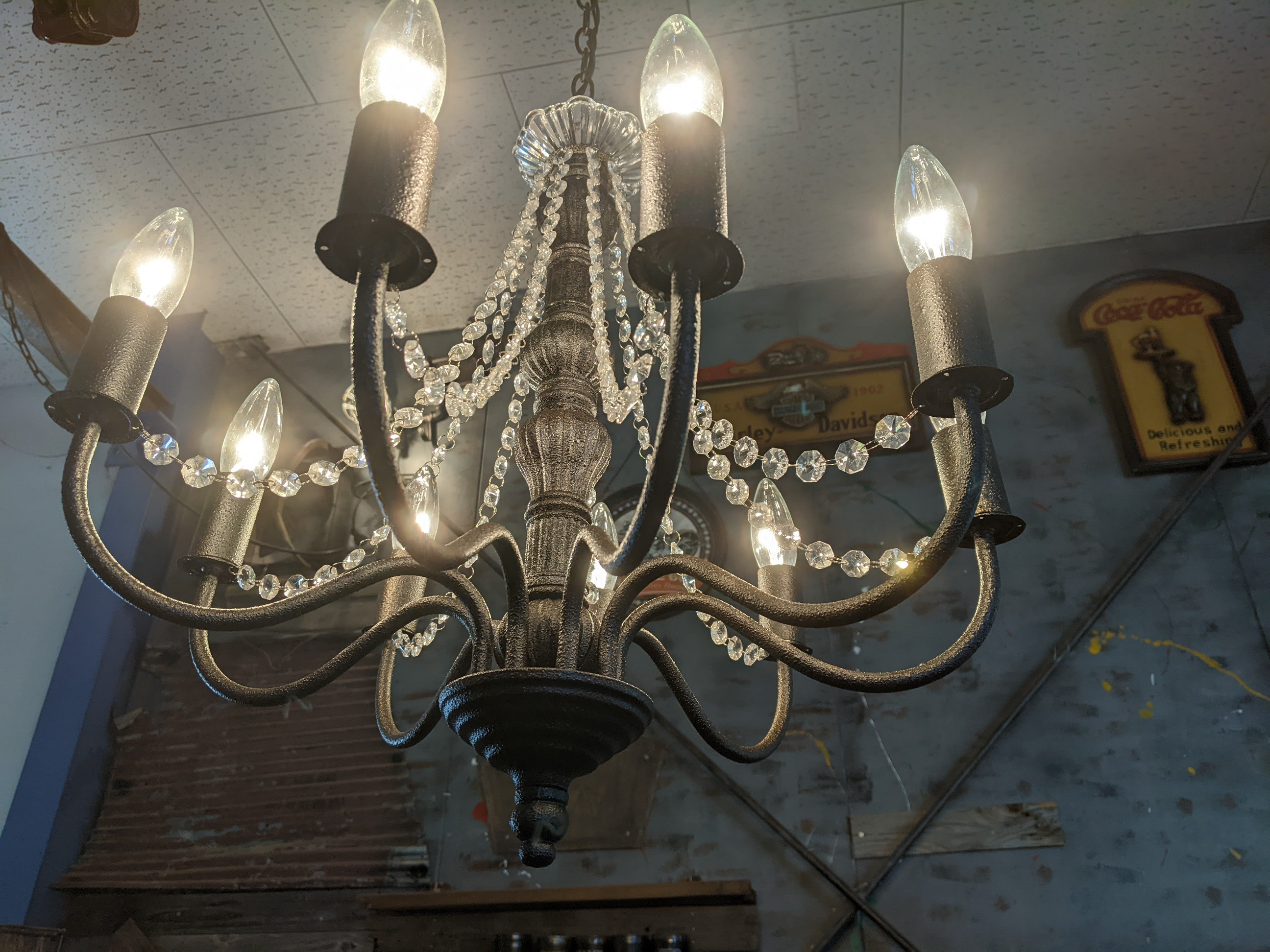 ブルックリンインテリア  ヴィンテージ照明 8灯式  クリスタル シャンデリア   天井照明 什器  #モダンガラス