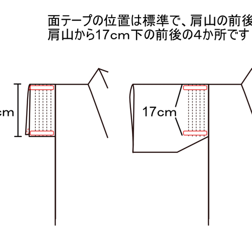 衿ファスナー交換半襦袢/さらし/Mサイズ/Lサイズ/筒袖