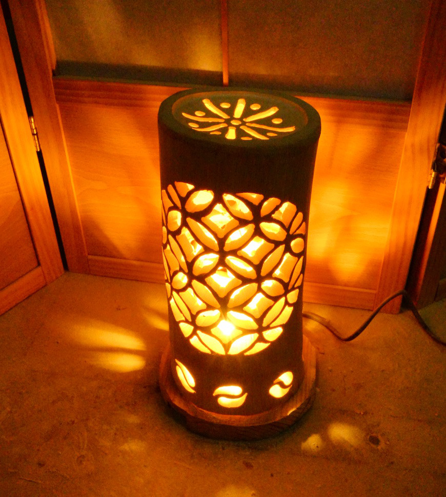 ◆全面彫◆竹灯り・竹あかり・竹灯籠　 ～～ 癒しの灯り ★花火格子★～～