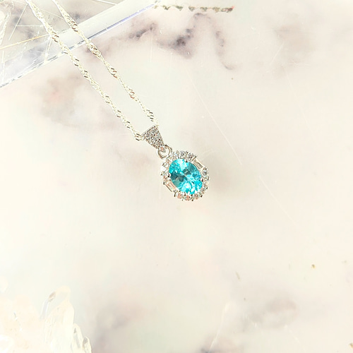 silver925】高品質アパタイトのビジューネクレス（7×5mm） ネックレス