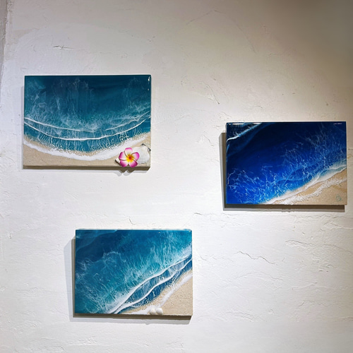 オーシャンレジンアート W90㎝ 立体波 新築祝 開店祝 リゾートインテリア 海レジンコースター 波アート オーシャンアート ブルー 新居祝い