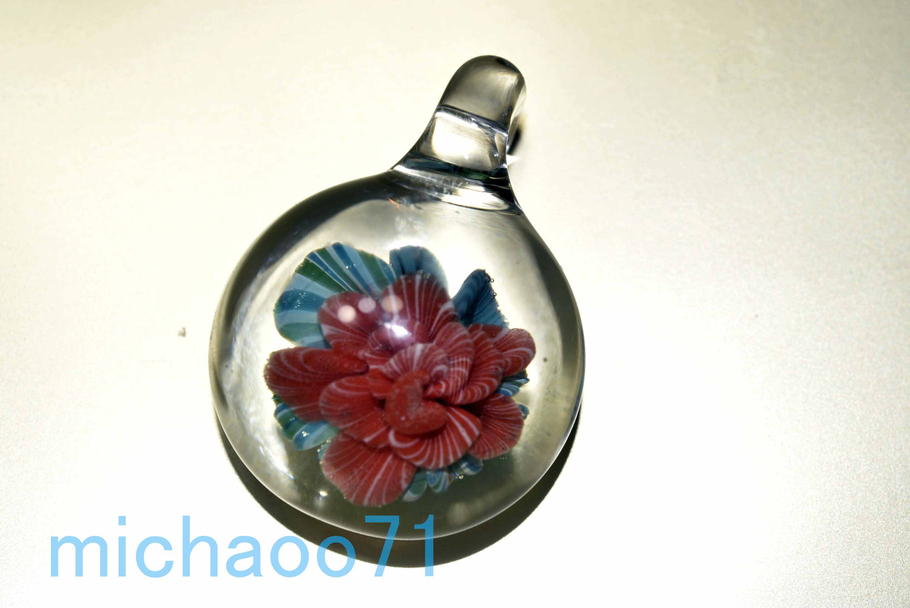 花　3D FLOWER ガラスのペンダントトップ　(12088-P21)創作１点物 フラワー グラスペンダント