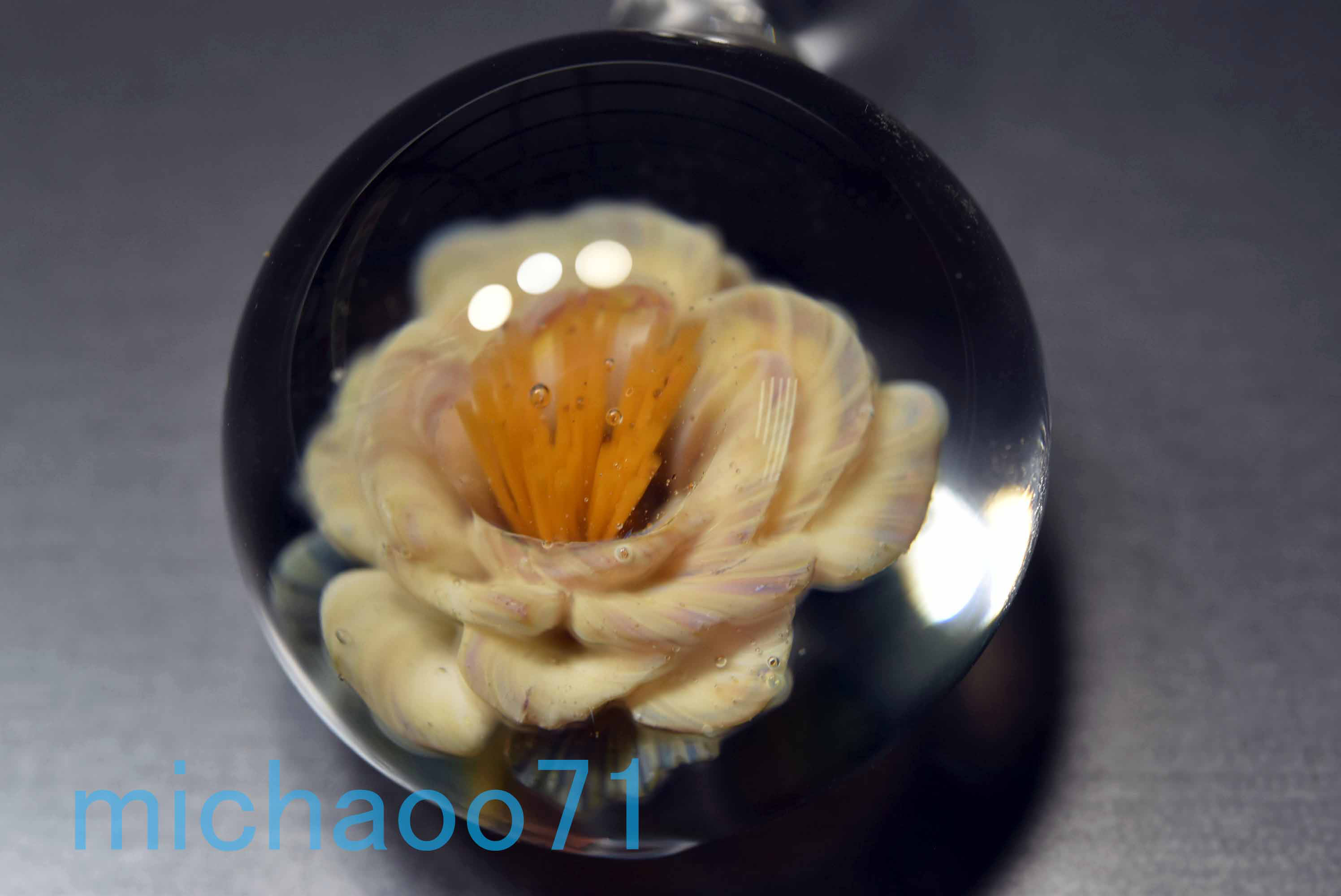 花　3D FLOWER ガラスのペンダントトップ　(12089-P21)創作１点物 フラワー グラスペンダント