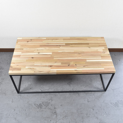 鉄と木の調和『アイアンアカシア・ローテーブル』 ☆ご希望サイズで