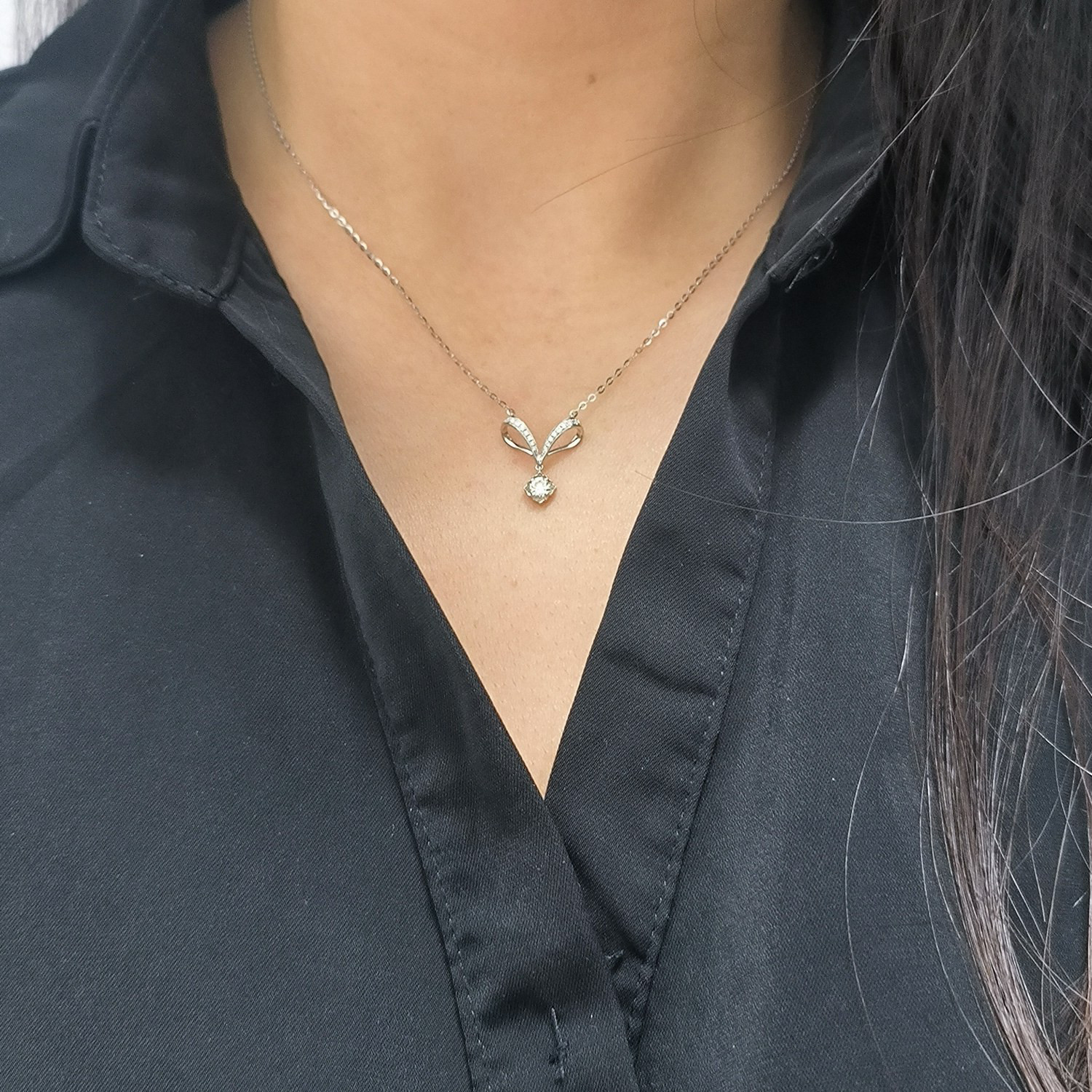 天然ダイヤモンドネックレスk18