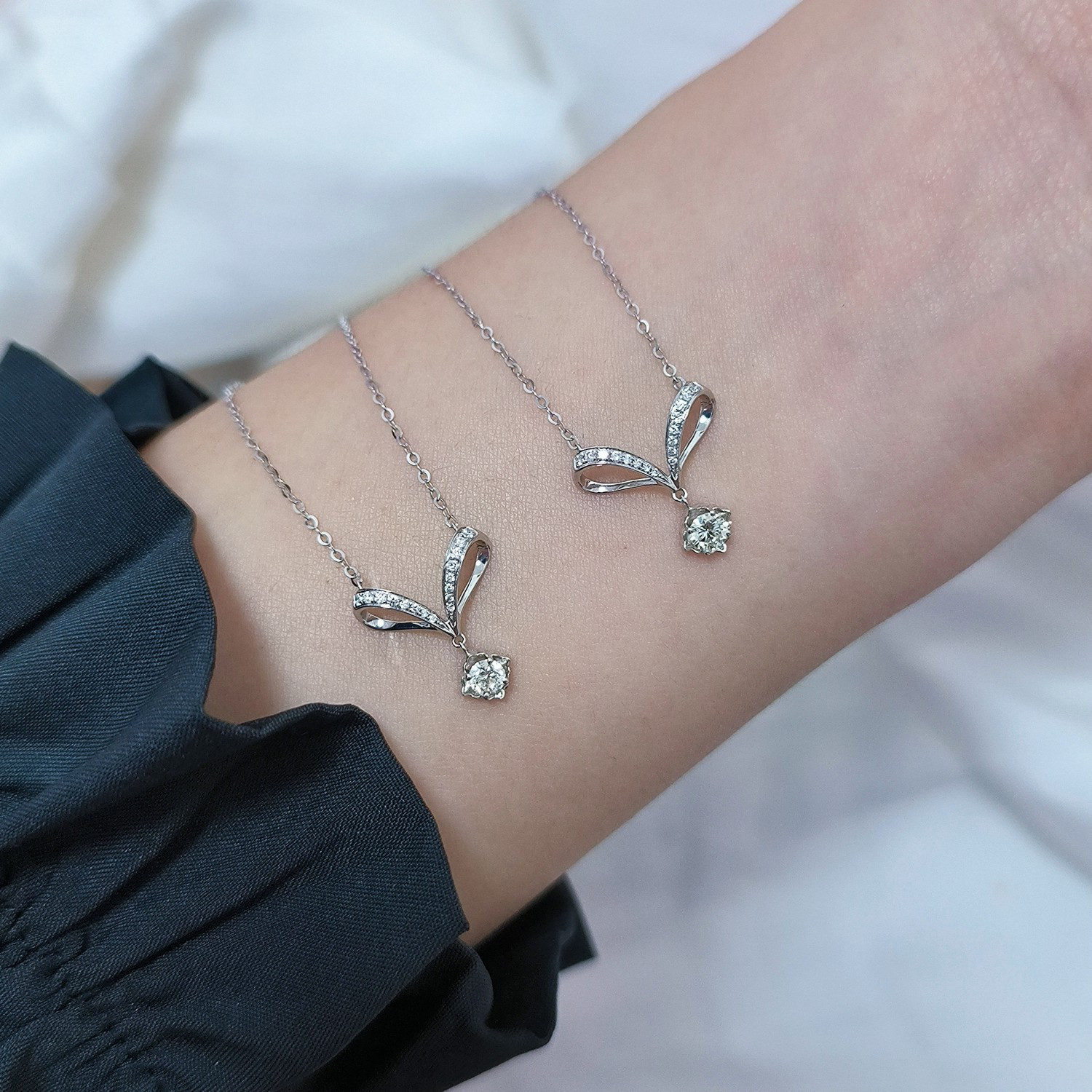 天然ダイヤモンドネックレスk18