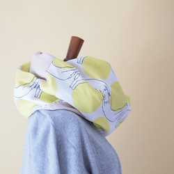 のび猫スヌード・猫×ドット・リネンスヌード　リバーシブルで使えます！ 2枚目の画像