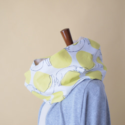 のび猫スヌード・猫×ドット・リネンスヌード　リバーシブルで使えます！ 4枚目の画像