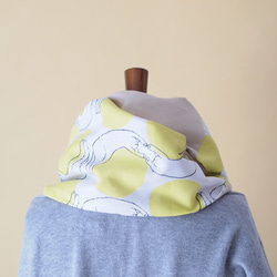 のび猫スヌード・猫×ドット・リネンスヌード　リバーシブルで使えます！ 3枚目の画像