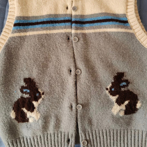 北欧風【2color】編みニットベスト うさぎ柄 春秋冬 ベスト tumugi