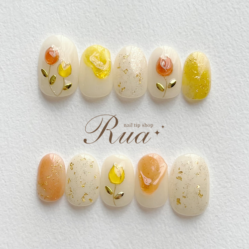 チューリップネイルチップ♡ yellow ver. 春ネイル ネイルチップ