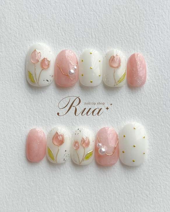 カチューシャネイル　チューリップネイル　ガーリーネイル カチューシャネイルチューリップネイルガーリーネイル