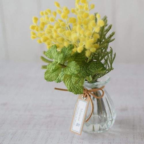 枯れない♪ 春の花＊ミモザとミント《アーティフィシャルフラワー