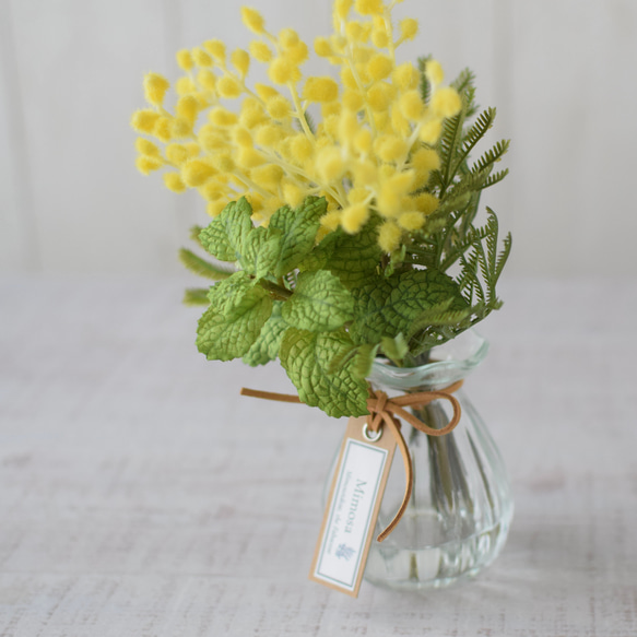 枯れない♪　春の花＊ミモザとミント《アーティフィシャルフラワー》Creema限定 5枚目の画像