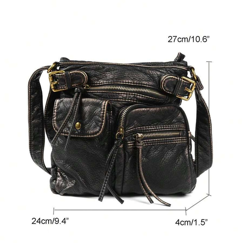 バイカー風 女性用 斜めがけバッグ ヴィンテージ 革製 プレゼントにも