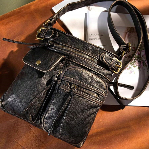 実用に使えるアンティーク バッグ バイカー風 女性用 斜めがけバッグ ヴィンテージ 革製