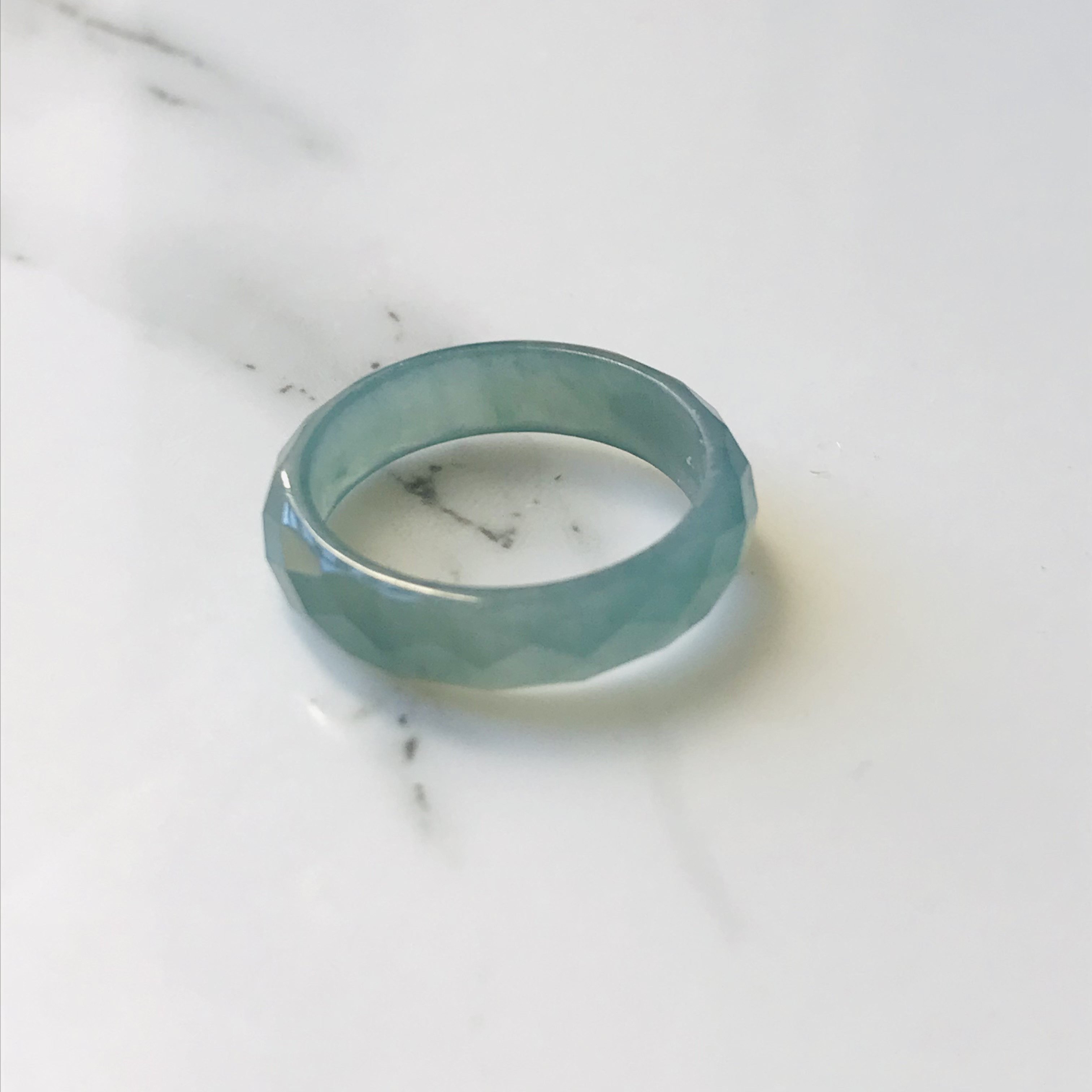 [R60-003］ ジェイド　JADE ヒスイ　本翡翠　くりぬきリング　13号　天然石　グアテマラ産　指輪　　ファセット