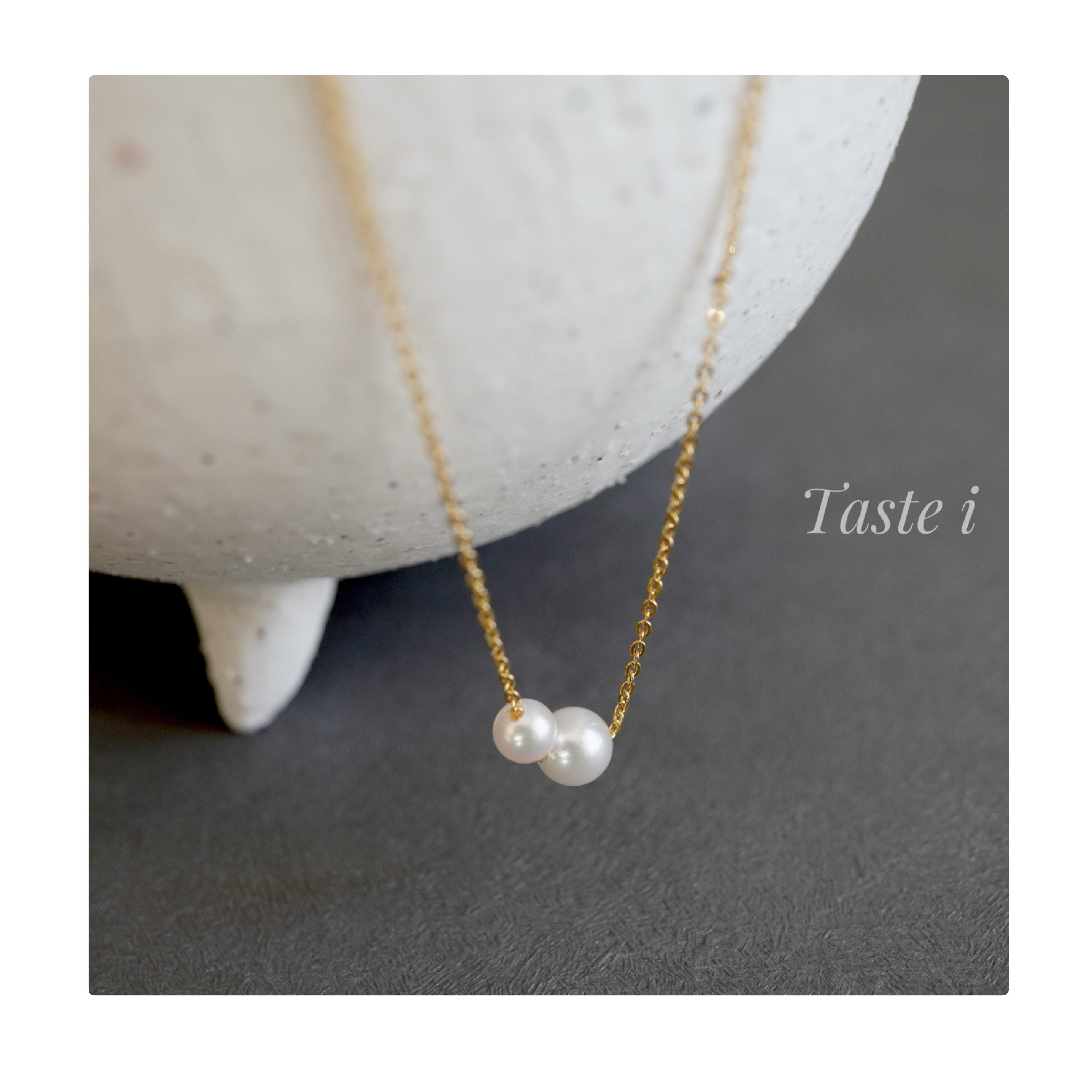 【大人テイスト】アコヤパール大小2粒のネックレス　14kgfチェーン〔20216〕