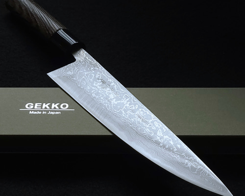 青紙2号 多層鋼 磨 牛刀包丁 220㎜ G1425 焼栗柄 月光作 包丁