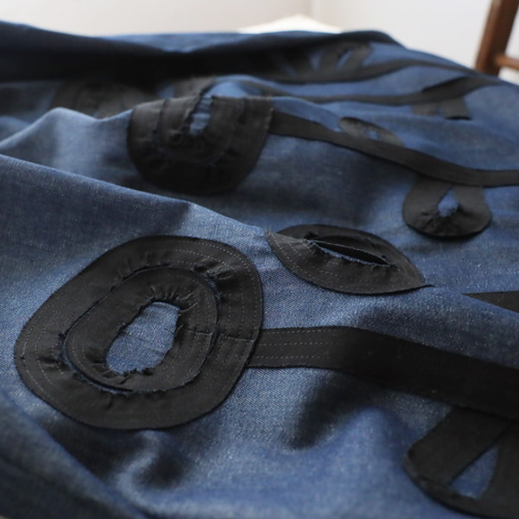 ⁑ラスト１　芸術の秋　１１５ｃｍ　花畑パッチワーク　かぶるだけワンピース　ジャンスカ　ボックスOP　甘織デニム　H82 9枚目の画像