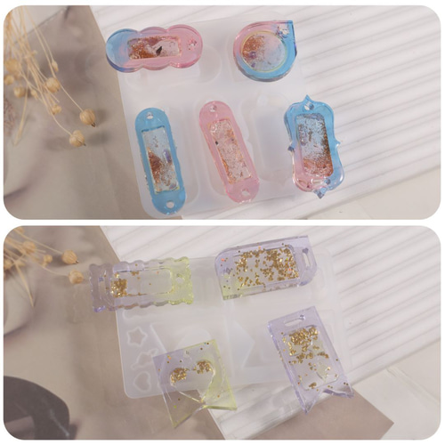 ネームタグ 楕円 四角枠 キーホルダー シェイカーモールド シリコン