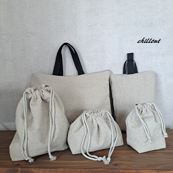 【リネン】入園バッグ５点セット：ナチュラルリネン【0654】