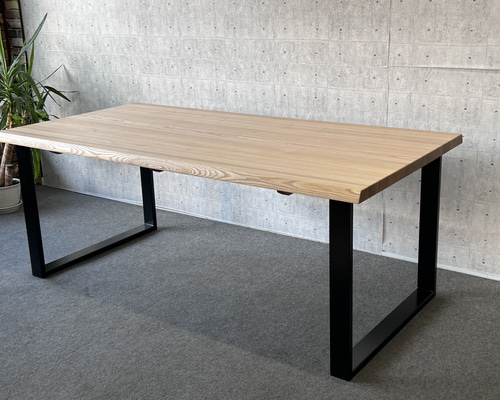 ダイニングテーブル 180×90 タモ無垢材 アイアン脚 ダイニング