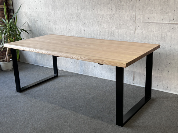 ダイニングテーブル　180×90×72　オーク無垢　アイアンレッグ ダイニングテーブル 180×90 タモ無垢材 アイアン脚 ダイニング