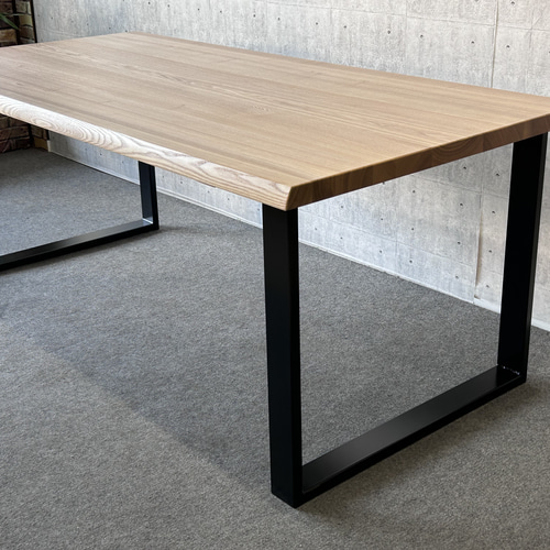 ダイニングテーブル 180×90 タモ無垢材 アイアン脚 ダイニングテーブル