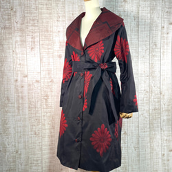 着物リメイク＊数種類の正絹大島紬で立ち襟テントラインワンピースM